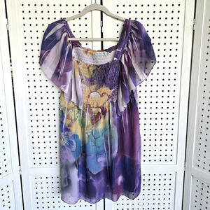 Unity World Wear Purple Floral Dress Boho Womens SIZE L